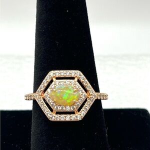 OCTOBER Ring Bomb Party, Size 9 RBP5499 Rose Gold Plated Yellow Opal